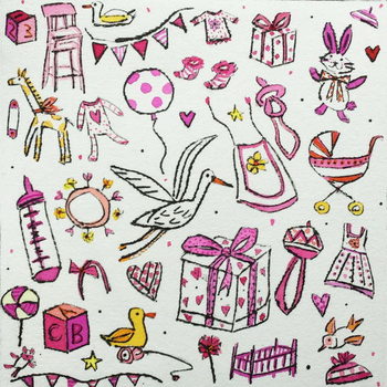 Reprodução do quadro New Baby girl, 2019 ,drypoint etching with hand colour