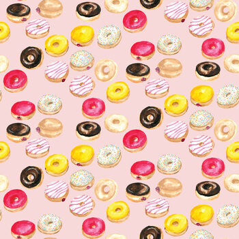 Ilustração Watercolor donuts in pink