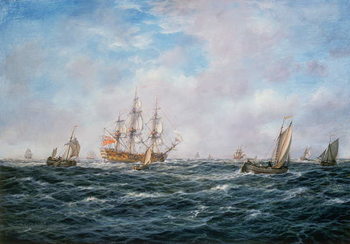 Reprodução do quadro British Man-o-War and Other Craft, c.1740