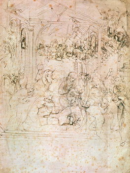 Reprodução do quadro Composition sketch for The Adoration of the Magi, 1481