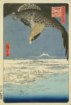 Reprodução do quadro Eagle Over 100,000 Acre Plain at Susaki, Fukagawa ('Juman-tsubo'), from the series '100 Views of Edo' ('Meisho Edo hyakkei'), pub. by Uoya Eikichi, 1857, (colour woodblock print)