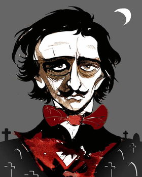 Reprodução do quadro Edgar Allan Poe - colour caricature