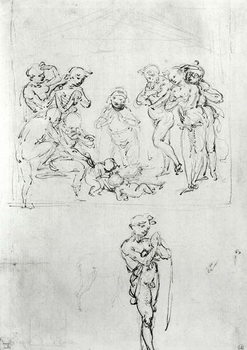 Reprodução do quadro Figural Studies for the Adoration of the Magi, c.1481