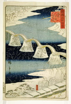 Reprodução do quadro Kintai bridge in the snow, from the series 'Shokoku Meisho Hyakkei',