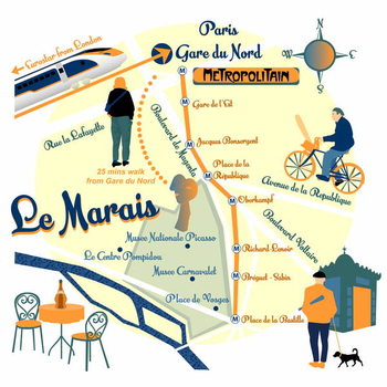 Reprodução do quadro Map of Le Marais, Paris