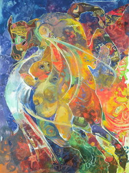 Reprodução do quadro Myth and the Maiden, 1991