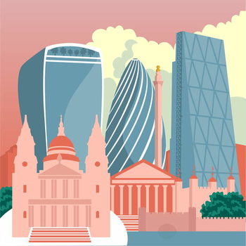 Reprodução do quadro Square Mile Cityscape