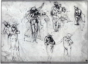 Reprodução do quadro Study of nude men