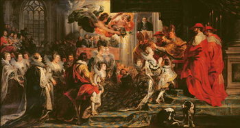 Reprodução do quadro The Coronation of Marie de Medici (1573-1642) at St. Denis, 13th May 1610, 1621-25