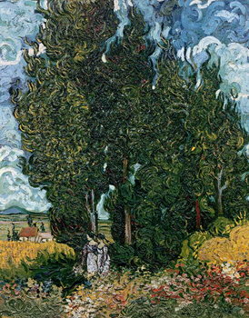 Reprodução do quadro The cypresses, c.1889-90
