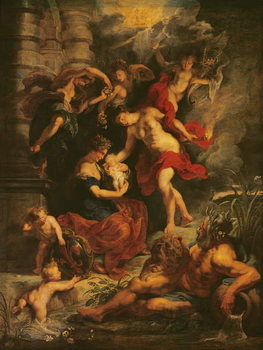 Reprodução do quadro The Medici Cycle: The Birth of Marie de Medici (1573-1647) 26th April 1573, 1621-25