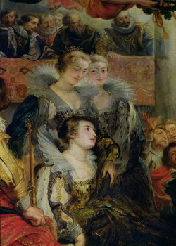 Reprodução do quadro The Medici Cycle: The Coronation of Marie de Medici (1573-1642) at St. Denis, 13th May 1610, detail of the Princesses of Guemenee and Conti, 1621-25