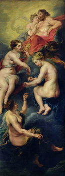 Reprodução do quadro The Medici Cycle: The Three Fates Foretelling the Future of Marie de Medici (1573-1642) 1621-25