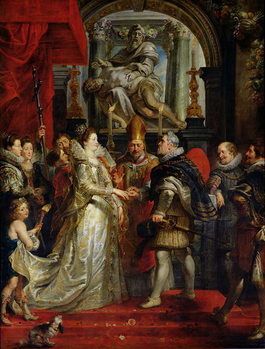 Reprodução do quadro The Proxy Marriage of Marie de Medici (1573-1642) and Henri IV (1573-1642) 5th October 1600, 1621-25