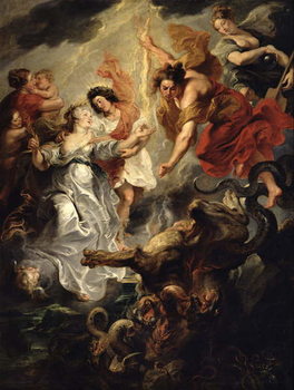 Reprodução do quadro The Reconciliation of Marie de Medici and her son, 15th December 1621, 1621-25