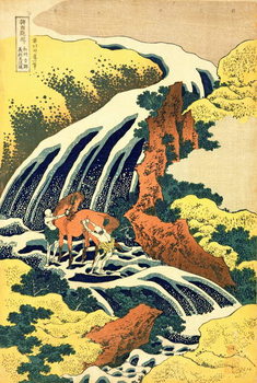 Reprodução do quadro The Waterfall where Yoshitsune washed his horse', no.4 in the series 'A Journey to the Waterfalls of all the Provinces', pub. by Nishimura Eijudo, c.1832,