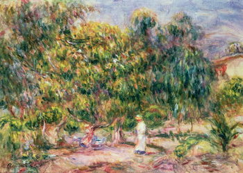 Reprodução do quadro The woman in white in the garden of Les Colettes, 1915