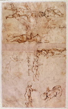Reprodução do quadro W.4v Page of sketches of babies or cherubs