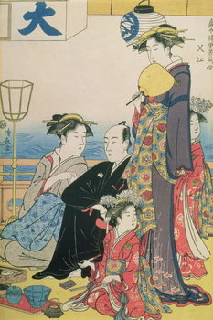 Reprodução do quadro Women of the Gay Quarters, right hand panel of a diptych (colour woodblock pring)