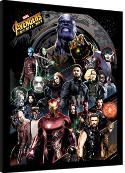 Framed Poster Avengers Infinity War - Character Coloured Bands