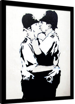 Poster emoldurado Banksy - Bobbies Kissing