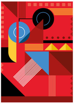 Футболка Bauhaus red background illustration