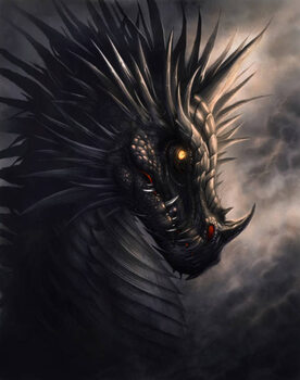 Sticker Black dragon portrait