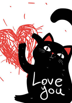 Μπλουζάκι Black sarcastic grumpy cat scratched heart,