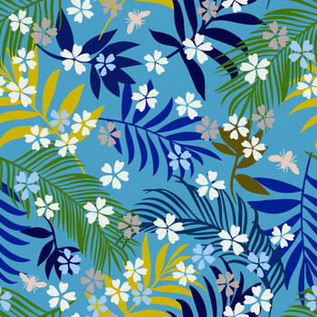 Μπλουζάκι Botanical seamless pattern. Exotic twigs, sprigs,