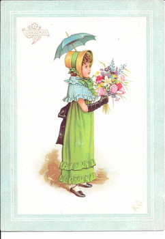 Canvas Print A Victorian greeting card of children in fancy costume dancing