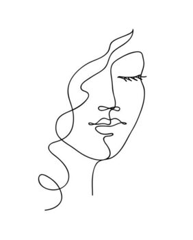 Canvas Print Abstract woman face with wavy hair.