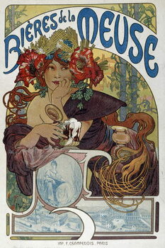 Canvas Print Advertising poster for “” Les bieres de la Meuse”” illustrated by Alphonse Mucha  1898 Paris, Decorative Arts