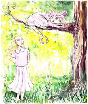 Canvas Print Alice and the Cheshire Cat