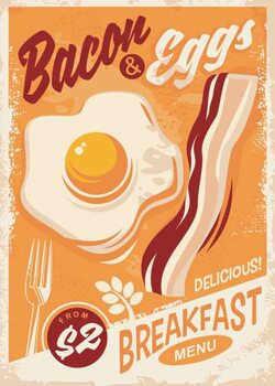 Canvas Print Bacon and Eggs breakfast menu