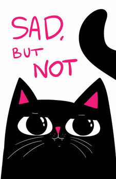 Canvas Print Black Cat with grumpy face. saying