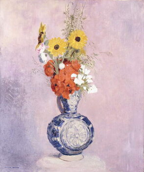 Canvas Print Bouquet of Flowers in a Blue Vase