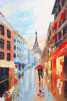 Canvas Print couple walking on the streets of