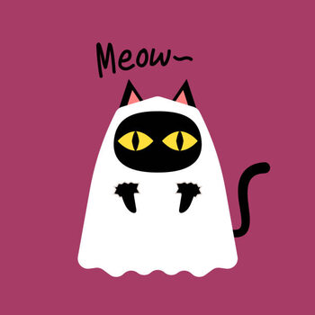 Canvas Print Cute black cat and Pumpkin head