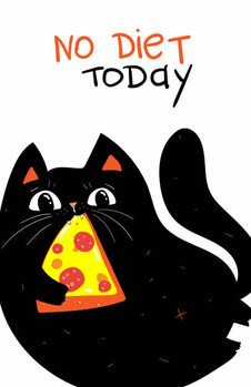 Canvas Print Cute Cat character, no diet today