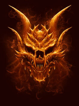 Canvas Print Demon fire skull digital painting