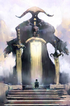 Canvas Print digital art painting of boy reading