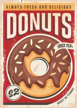 Canvas Print Donuts promotional retro poster design