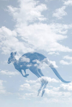 Canvas Print Double exposure of clouds and kangaroo.