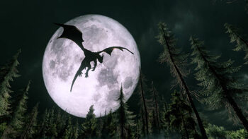 Canvas Print Dragon flying in the night