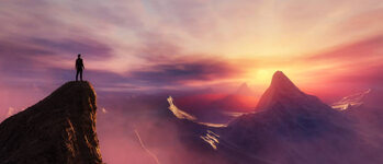 Canvas Print Dramatic View of Adventurous Man standing