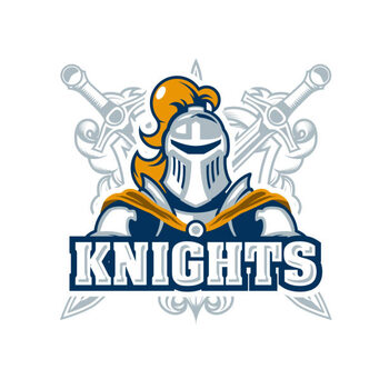 Canvas Print Emblem with knight in armour, chivalry