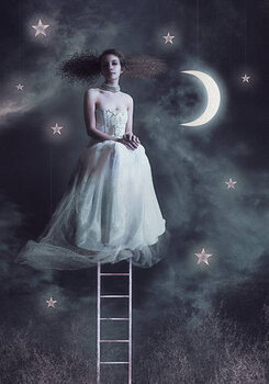 Canvas Print Fairy women at night sky