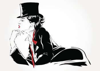 Canvas Print Fashion girl in sketch-style