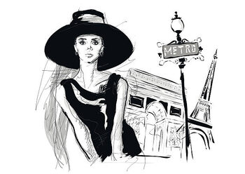 Canvas Print Fashion girl in sketch-style.