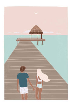 Canvas Print Flat illustration of romantic couple on